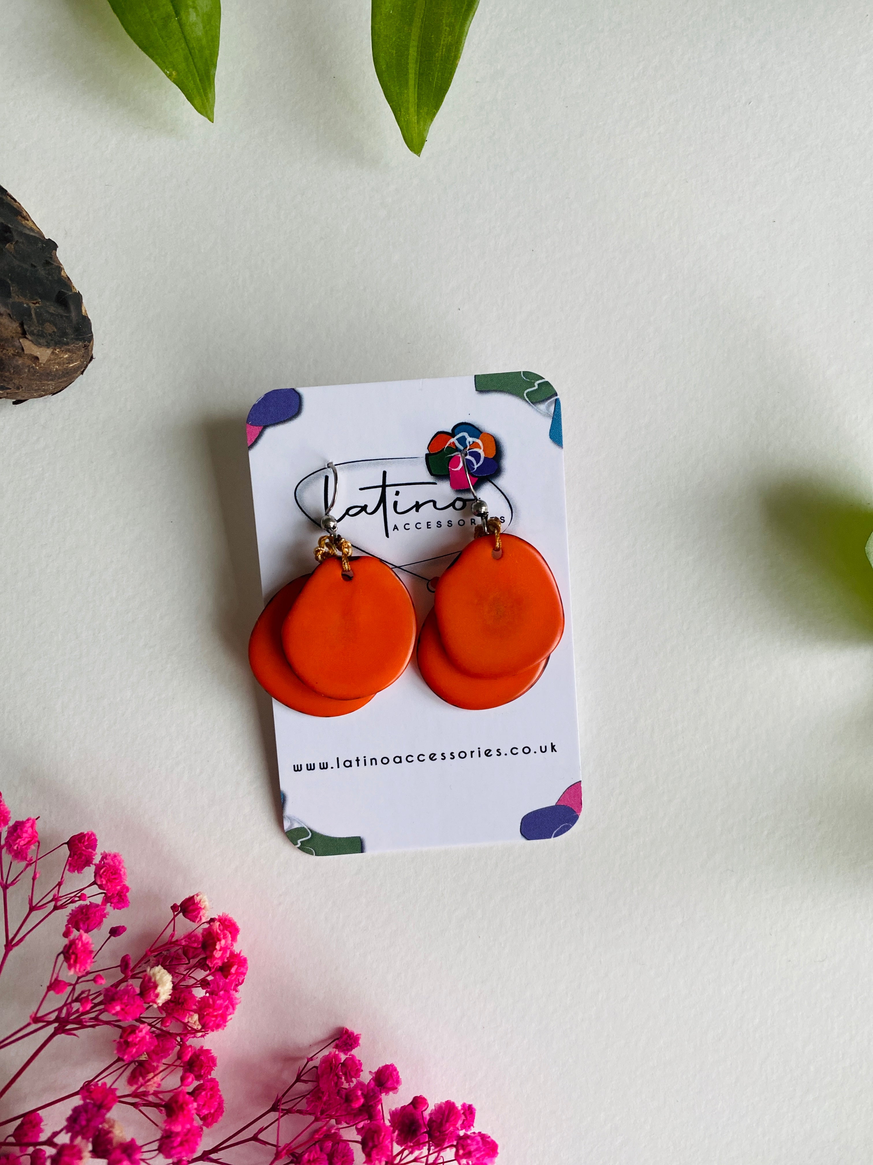 Orange chunky double earrings